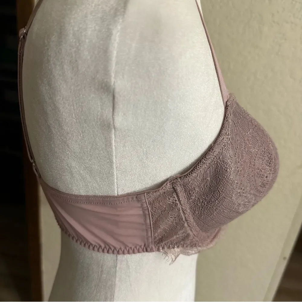 Victoria's Secret Dream Angels Lined Demi Bra Mauve 36D Womens‎ Lace Shimmer